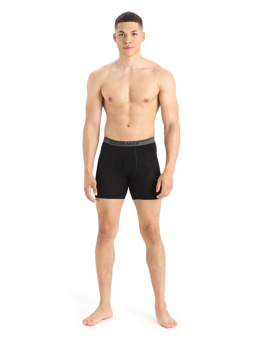 Bielizny Icebreaker Merino Anatomica Long Boxers Męskie Czarne | PL 1662KORI